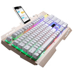 ZGB G700 104 Tasten USB-Kabelgebundene Gaming-Tastatur mit mechanischem Tippgefühl, leuchtender Metallabdeckung und Handyhalterung