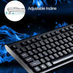 ZGB Q9 104 Tasten USB-Tastatur mit Gitterstruktur, kabelgebunden, für Gaming und Büro
