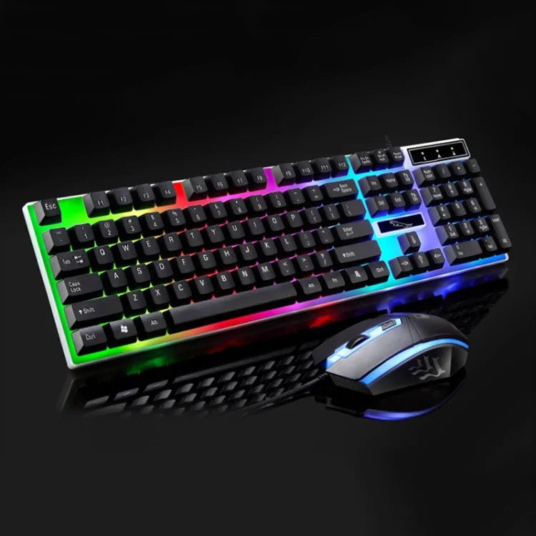 ZGB G21 1600 DPI Professionelle kabelgebundene Tastatur mit farbiger Hintergrundbeleuchtung, mechanischem Tippgefühl und Federung + optisches Maus-Set für Laptop, PC