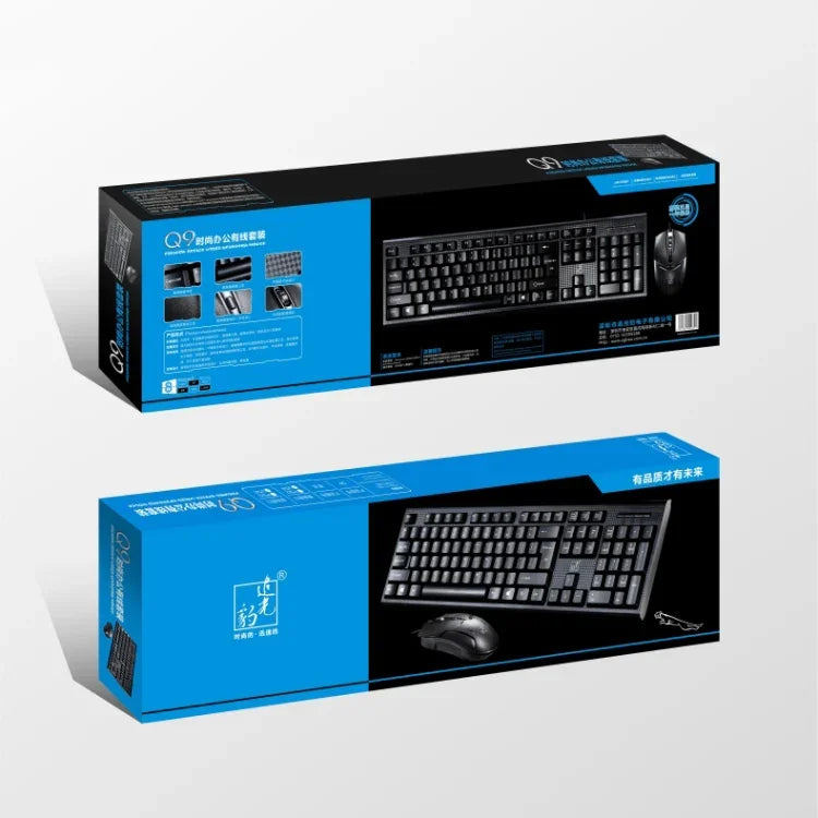 Chasing Leopard Q9 1600 DPI Professionelle kabelgebundene Gaming- und Büro-Tastatur mit Rastertextur + optische Maus-Set