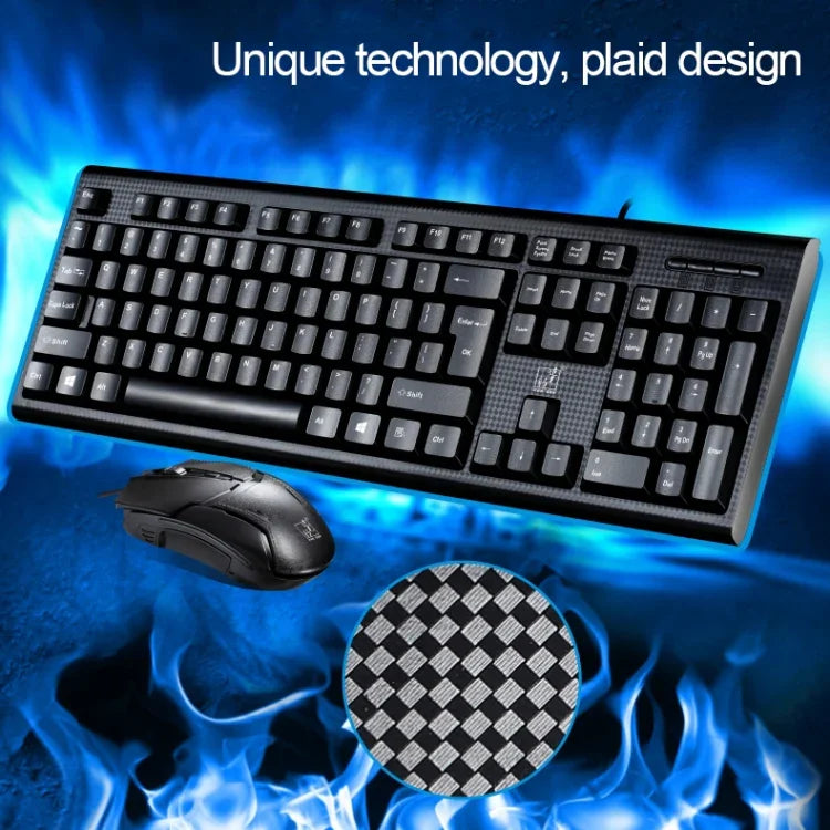 Chasing Leopard Q9 1600 DPI Professionelle kabelgebundene Gaming- und Büro-Tastatur mit Rastertextur + optische Maus-Set