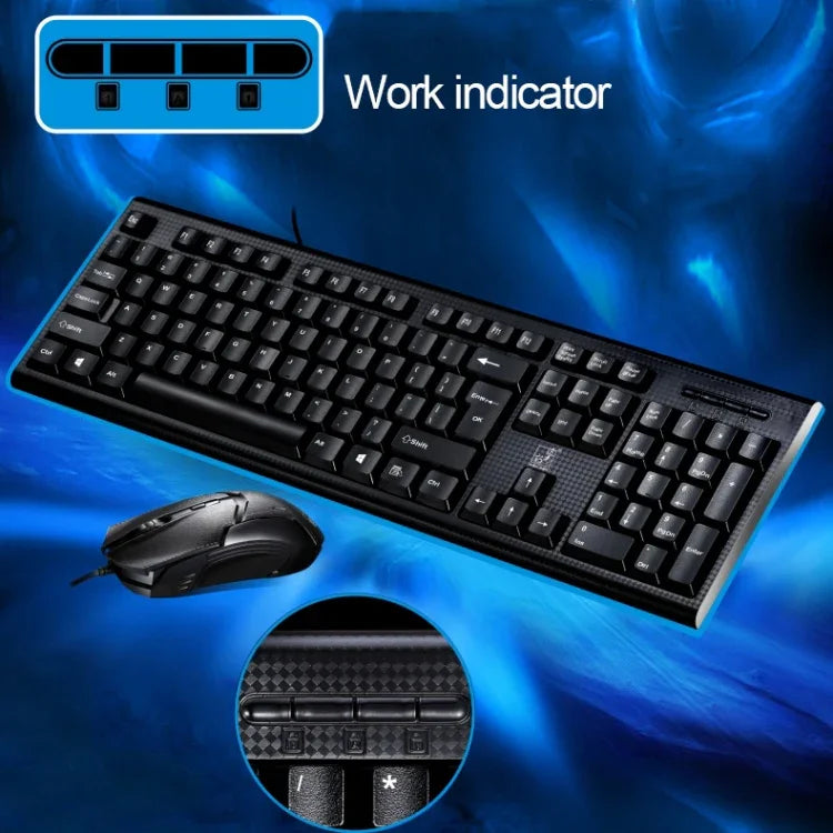 Chasing Leopard Q9 1600 DPI Professionelle kabelgebundene Gaming- und Büro-Tastatur mit Rastertextur + optische Maus-Set