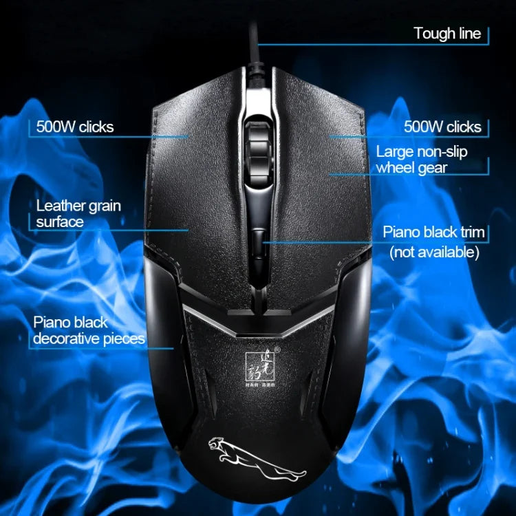 Chasing Leopard Q9 1600 DPI Professionelle kabelgebundene Gaming- und Büro-Tastatur mit Rastertextur + optische Maus-Set