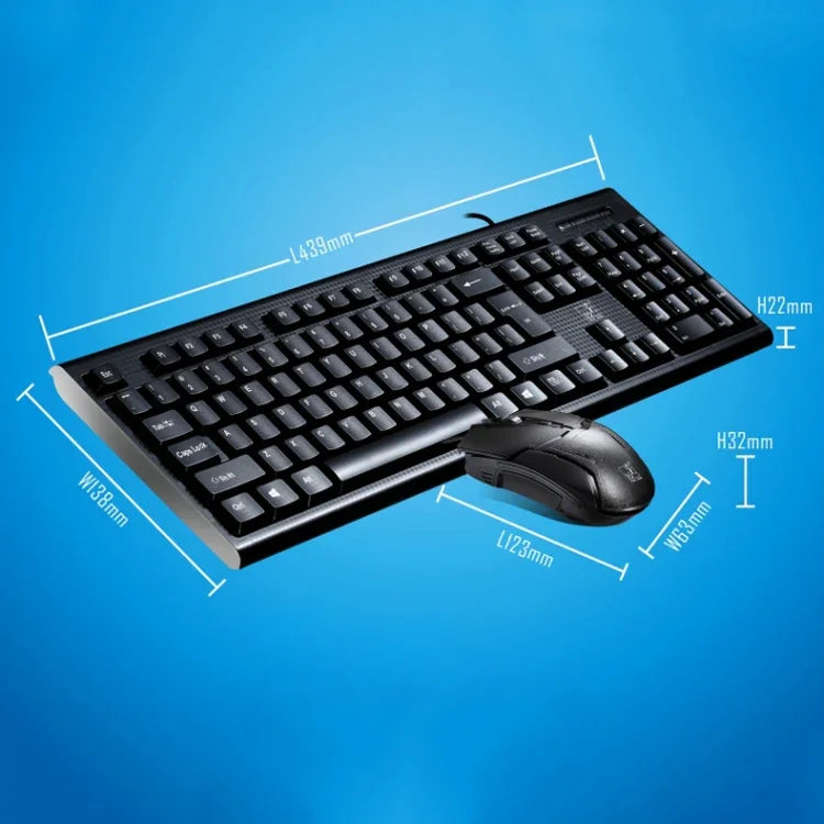 Chasing Leopard Q9 1600 DPI Professionelle kabelgebundene Gaming- und Büro-Tastatur mit Rastertextur + optische Maus-Set