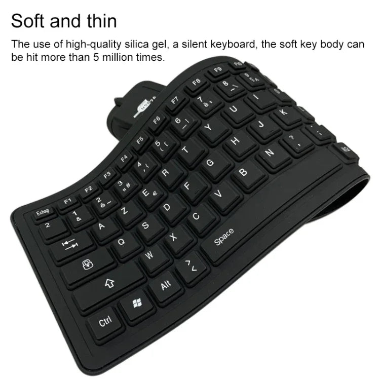 Französische USB-Tastatur mit 103 Tasten, kabelgebunden, wasserdicht, Silikon, für Desktop-PCs und Notebooks, Kabellänge: 1,5 m