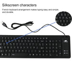 Französische USB-Tastatur mit 103 Tasten, kabelgebunden, wasserdicht, Silikon, für Desktop-PCs und Notebooks, Kabellänge: 1,5 m