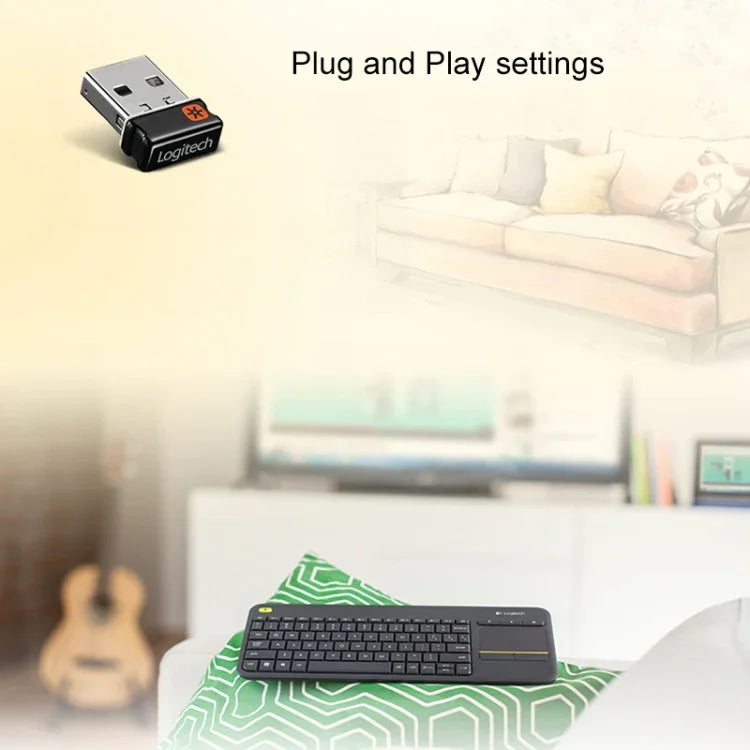 Logitech K400 Plus 2,4-GHz-Funk-Touch-Tastatur, Funkreichweite: 10 m, Logitech K400 Plus