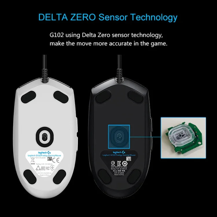 Logitech G102 6-Tasten RGB-beleuchtete, kabelgebundene optische Gaming-Maus mit 6000 DPI, fünf Geschwindigkeitsstufen, Kabellänge: 2 m, G102, G102 (Weiß)