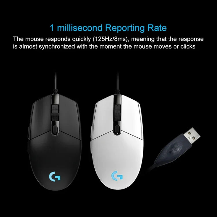 Logitech G102 6-Tasten RGB-beleuchtete, kabelgebundene optische Gaming-Maus mit 6000 DPI, fünf Geschwindigkeitsstufen, Kabellänge: 2 m, G102, G102 (Weiß)