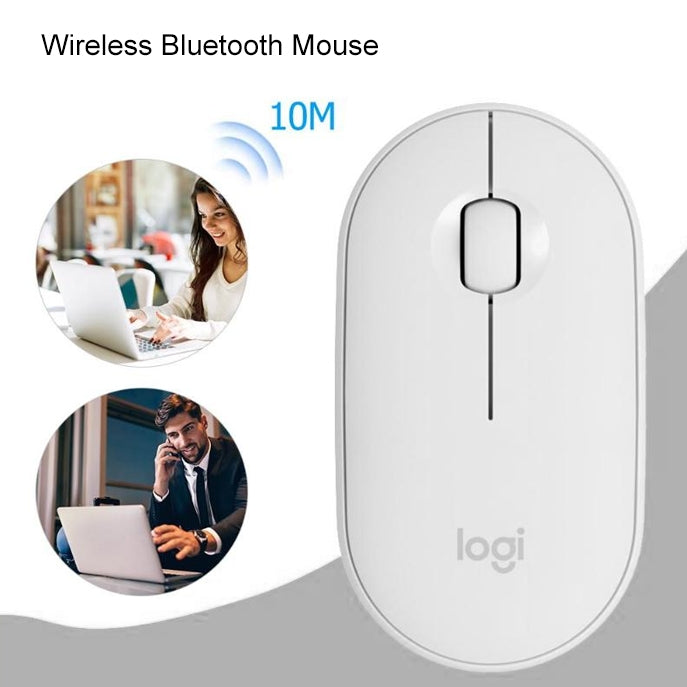 Logitech Pebble, flache, 3-Tasten-Funkmaus mit 1000 DPI, geräuschlos, Bluetooth, optische Maus, Reichweite: 10 m