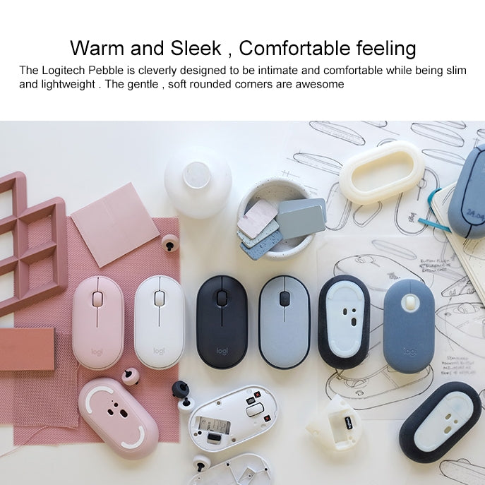 Logitech Pebble, flache, 3-Tasten-Funkmaus mit 1000 DPI, geräuschlos, Bluetooth, optische Maus, Reichweite: 10 m