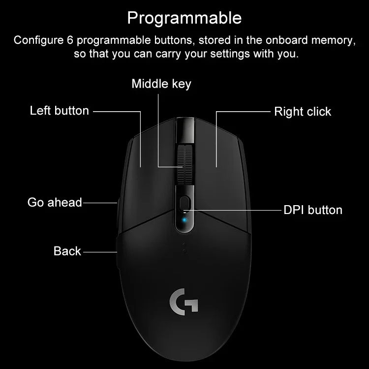 Logitech G304 LIGHTSPEED 12000 DPI 6 programmierbare Tasten HERO-Sensor Kabellose Gaming-Maus