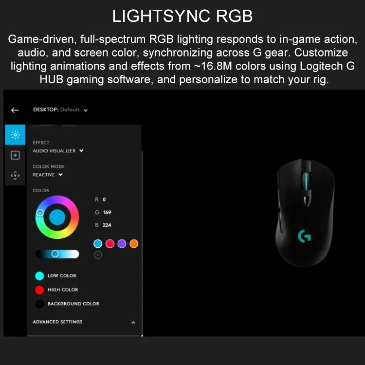 Logitech G703 LIGHTSPEED 16000 DPI 6 programmierbare Tasten HERO 16K Sensor RGB-Hintergrundbeleuchtung Kabellose optische Gaming-Maus