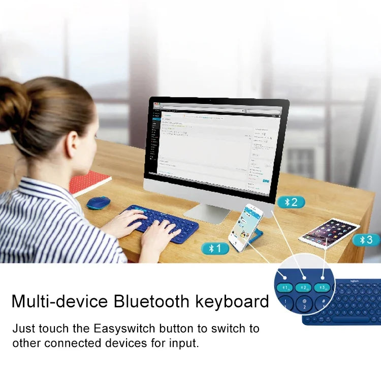Logitech K380 Tragbare kabellose Bluetooth-Tastatur für mehrere Geräte, K380