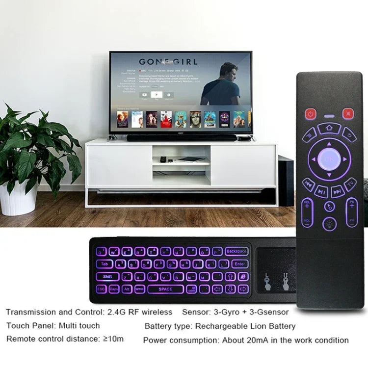 T6 Bunte Licht-Version Air Mouse 2,4 GHz Drahtlose Tastatur Fernbedienung mit Touchpad & IR-Lernfunktion für PC, Android TV Box / Smart TV, Multimedia-Geräte, T6