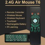 T6 Bunte Licht-Version Air Mouse 2,4 GHz Drahtlose Tastatur Fernbedienung mit Touchpad & IR-Lernfunktion für PC, Android TV Box / Smart TV, Multimedia-Geräte, T6