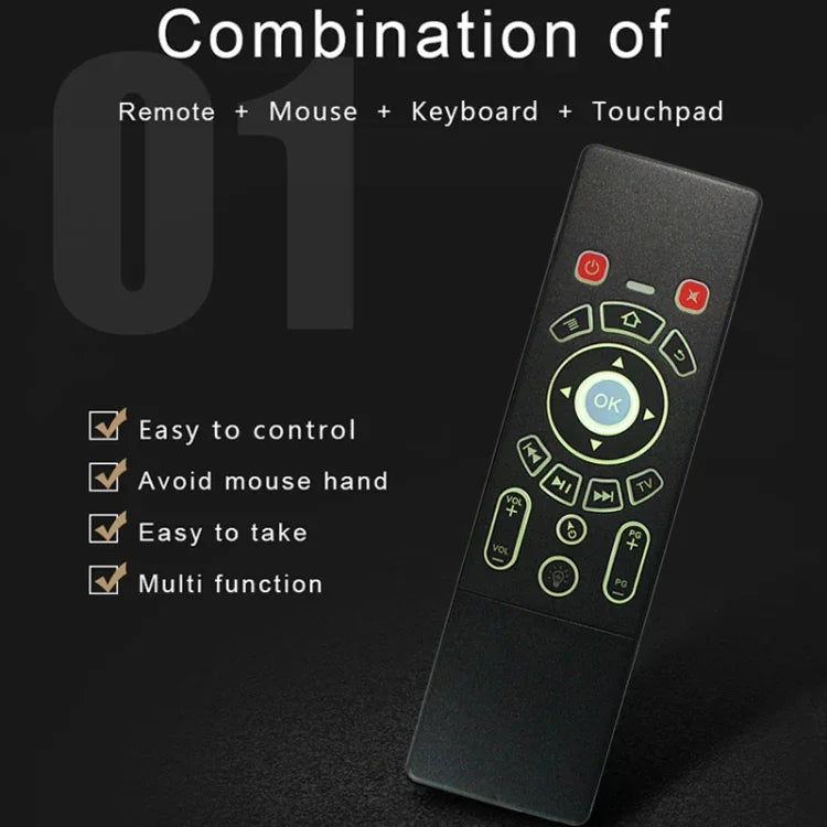 T6 Bunte Licht-Version Air Mouse 2,4 GHz Drahtlose Tastatur Fernbedienung mit Touchpad & IR-Lernfunktion für PC, Android TV Box / Smart TV, Multimedia-Geräte, T6