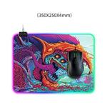 Beleuchtetes Mauspad mit Computermonster-Muster, Größe: 35 x 25 x 0,4 cm