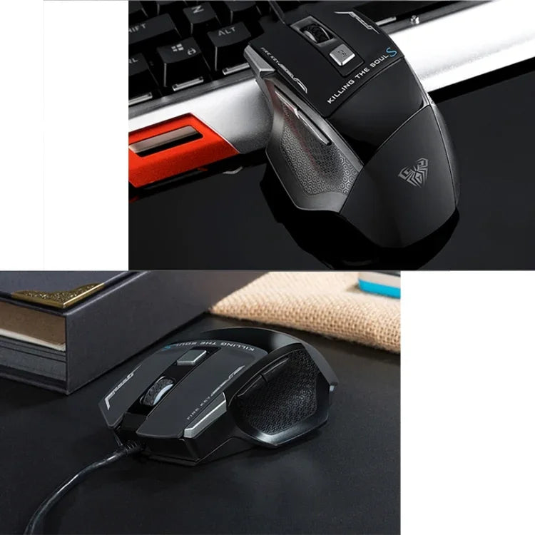 AULA Series SoulKiller II Colourful Light 7D Optical Competitive USB Wired Gaming Mouse, Maximum Resolution of 3500 DPI, SoulKiller II(B)