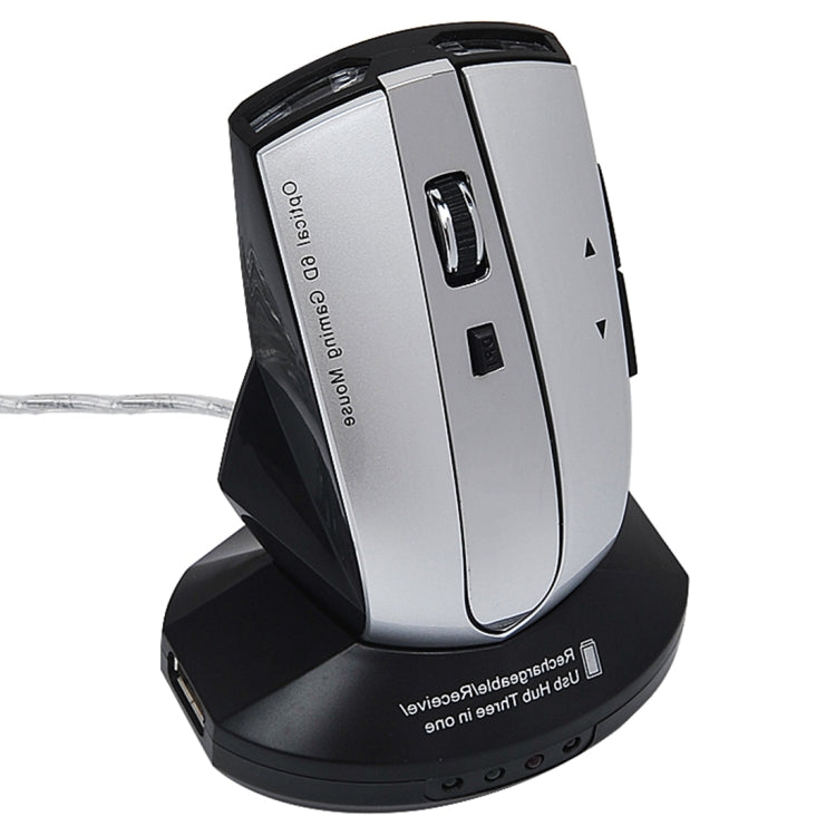MZ-011 2.4GHz 1600DPI kabellose wiederaufladbare optische Maus mit HUB-Funktion, Schwarz, Schwarz Silber, Weiß + Königsblau, Perlweiß, Blau, Silber
