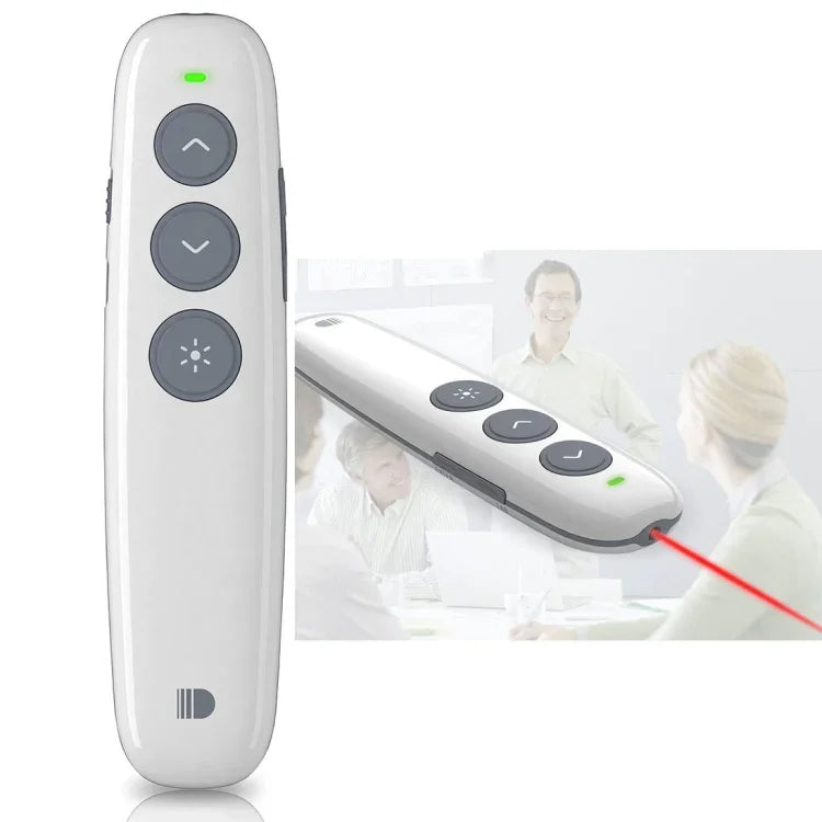 Doosl DSIT007 2.4GHz wiederaufladbare Powerpoint-Präsentationsfernbedienung mit Laserpointer, Reichweite: 10m (Weiß), DSIT007