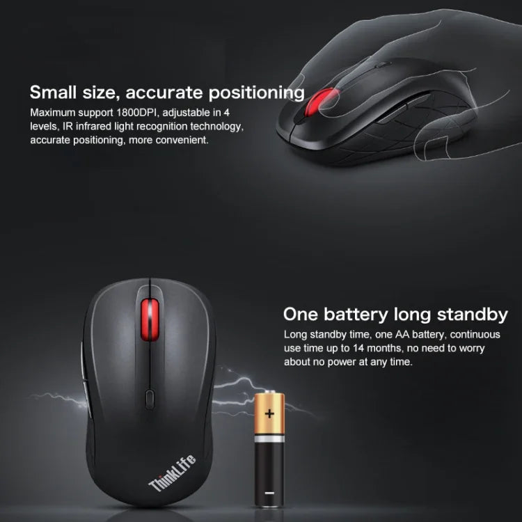 Lenovo ThinkLife Dual-Mode Stumme Kabellose Bluetooth-Maus, ThinkLife