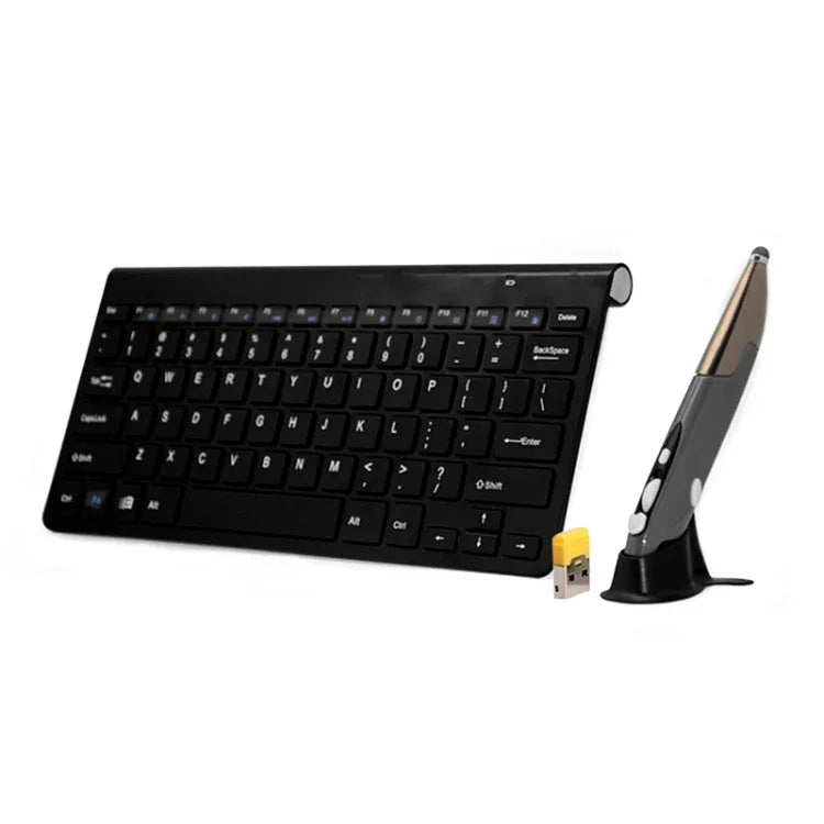 KM-909 2,4-GHz-Funk-Multimedia-Tastatur + Funk-Optische Stiftmaus mit USB-Empfänger-Set für Computer, PC, Laptop, zufällige Farbauswahl der Stiftmaus, KM-909 Tastatur + Stiftmaus (Weiß), KM-909 Tastatur + Stiftmaus (Schwarz)