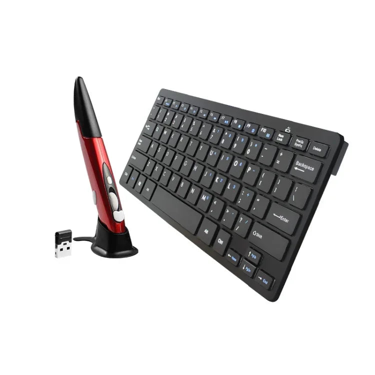 KM-808 2,4-GHz-Funk-Multimedia-Tastatur + Funk-Optische Stiftmaus mit USB-Empfänger-Set für Computer, PC, Laptop, zufällige Farbauswahl der Stiftmaus, KM-808 Tastatur + Stiftmaus (Weiß), KM-808 Tastatur + Stiftmaus (Schwarz)