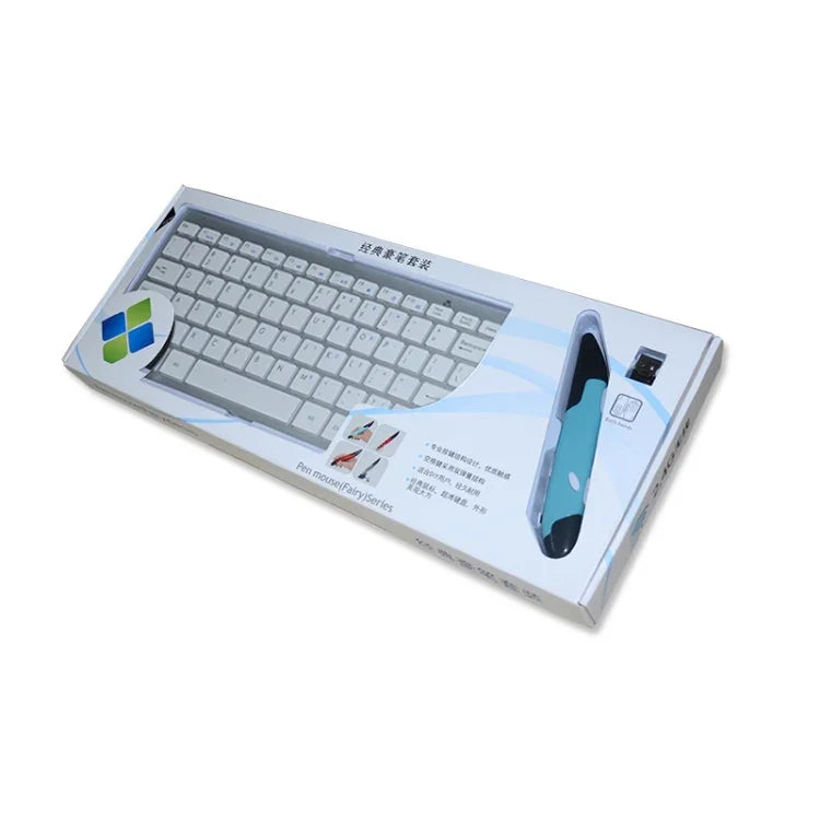 KM-808 2,4-GHz-Funk-Multimedia-Tastatur + Funk-Optische Stiftmaus mit USB-Empfänger-Set für Computer, PC, Laptop, zufällige Farbauswahl der Stiftmaus, KM-808 Tastatur + Stiftmaus (Weiß), KM-808 Tastatur + Stiftmaus (Schwarz)
