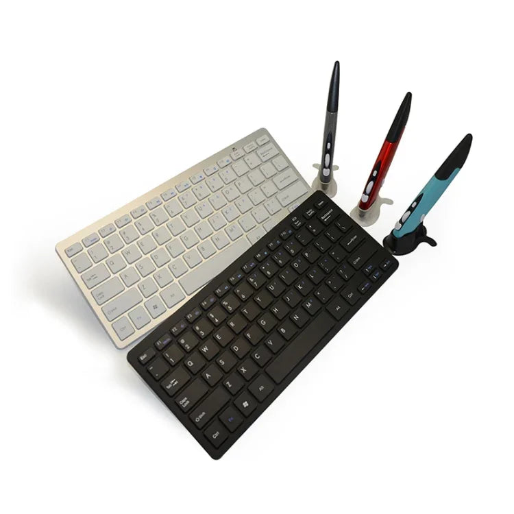 KM-808 2,4-GHz-Funk-Multimedia-Tastatur + Funk-Optische Stiftmaus mit USB-Empfänger-Set für Computer, PC, Laptop, zufällige Farbauswahl der Stiftmaus, KM-808 Tastatur + Stiftmaus (Weiß), KM-808 Tastatur + Stiftmaus (Schwarz)