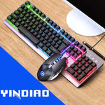 YINDIAO K002 USB-Tastatur-Set mit Kabel, mechanischem Tippgefühl und RGB-Hintergrundbeleuchtung + optische, leise Maus, RGB-Hintergrundbeleuchtung / Leise / Schwarz, RGB-Hintergrundbeleuchtung / Weiß