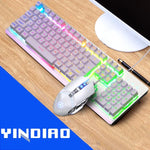 YINDIAO K002 USB-Tastatur-Set mit Kabel, mechanischem Tippgefühl und RGB-Hintergrundbeleuchtung + optische, leise Maus, RGB-Hintergrundbeleuchtung / Leise / Schwarz, RGB-Hintergrundbeleuchtung / Weiß