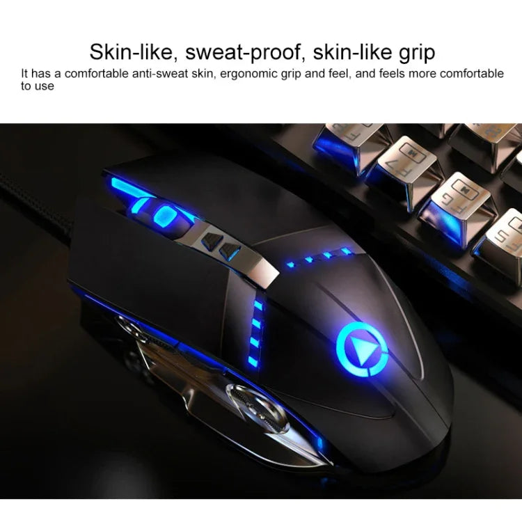 YINDIAO K002 USB-Tastatur-Set mit Kabel, mechanischem Tippgefühl und RGB-Hintergrundbeleuchtung + optische, leise Maus, RGB-Hintergrundbeleuchtung / Leise / Schwarz, RGB-Hintergrundbeleuchtung / Weiß
