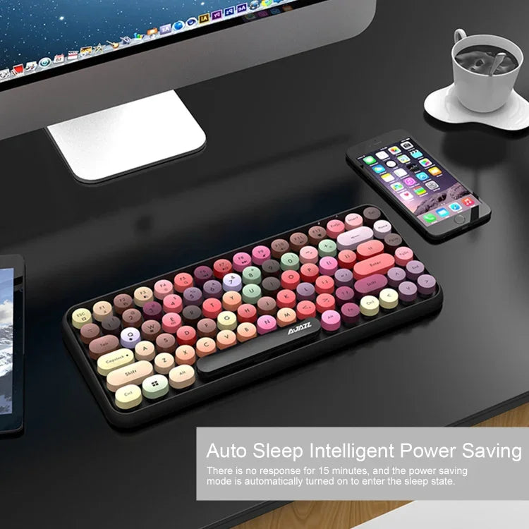 Ajazz 308I Kabellose Tastatur für Tablets, Mobiltelefone, Computer, Haushalt und Büro, Schwarz