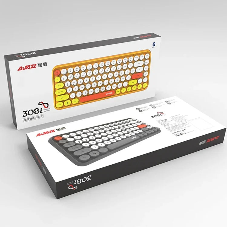 Ajazz 308I Kabellose Tastatur für Tablets, Mobiltelefone, Computer, Haushalt und Büro, Schwarz
