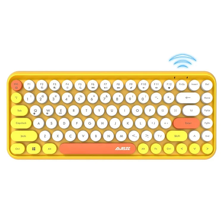 Ajazz 308I 84-Tasten Bluetooth-Tastatur für Tablets, Mobiltelefone, Computer, Haushalt und Büro, Gelb