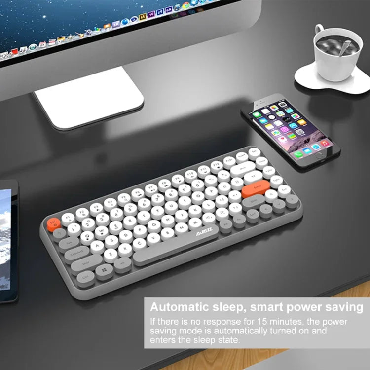 Ajazz 308I 84-Tasten Bluetooth-Tastatur für Tablets, Mobiltelefone, Computer, Haushalt und Büro, Gelb