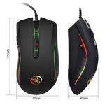 HXSJ A869 Farbig leuchtende kabelgebundene Gaming-Maus mit 7 Tasten, 3200 DPI, einstellbarer Ergonomie, optisch, A869
