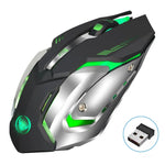 HXSJ M10 2,4 GHz 6-Tasten USB-wiederaufladbare, farbenfrohe Beleuchtung Ergonomische kabellose optische Gaming-Maus mit 2400 DPI für Desktop-Computer, M10