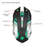 HXSJ M10 2,4 GHz 6-Tasten USB-wiederaufladbare, farbenfrohe Beleuchtung Ergonomische kabellose optische Gaming-Maus mit 2400 DPI für Desktop-Computer, M10