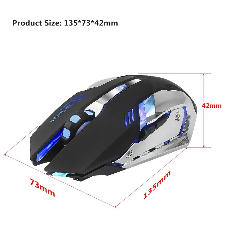 HXSJ M10 2,4 GHz 6-Tasten USB-wiederaufladbare, farbenfrohe Beleuchtung Ergonomische kabellose optische Gaming-Maus mit 2400 DPI für Desktop-Computer, M10