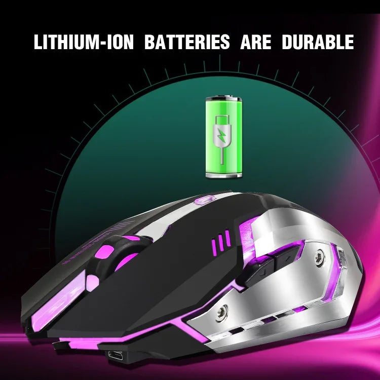 HXSJ M10 2,4 GHz 6-Tasten USB-wiederaufladbare, farbenfrohe Beleuchtung Ergonomische kabellose optische Gaming-Maus mit 2400 DPI für Desktop-Computer, M10