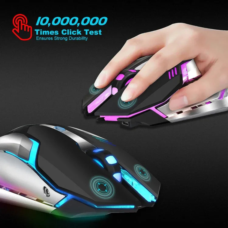HXSJ M10 2,4 GHz 6-Tasten USB-wiederaufladbare, farbenfrohe Beleuchtung Ergonomische kabellose optische Gaming-Maus mit 2400 DPI für Desktop-Computer, M10