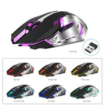 HXSJ M10 2,4 GHz 6-Tasten USB-wiederaufladbare, farbenfrohe Beleuchtung Ergonomische kabellose optische Gaming-Maus mit 2400 DPI für Desktop-Computer, M10