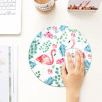 Rundes Mauspad mit Flamingo-Muster, Durchmesser: 22 cm, bedruckt mit Flamingos