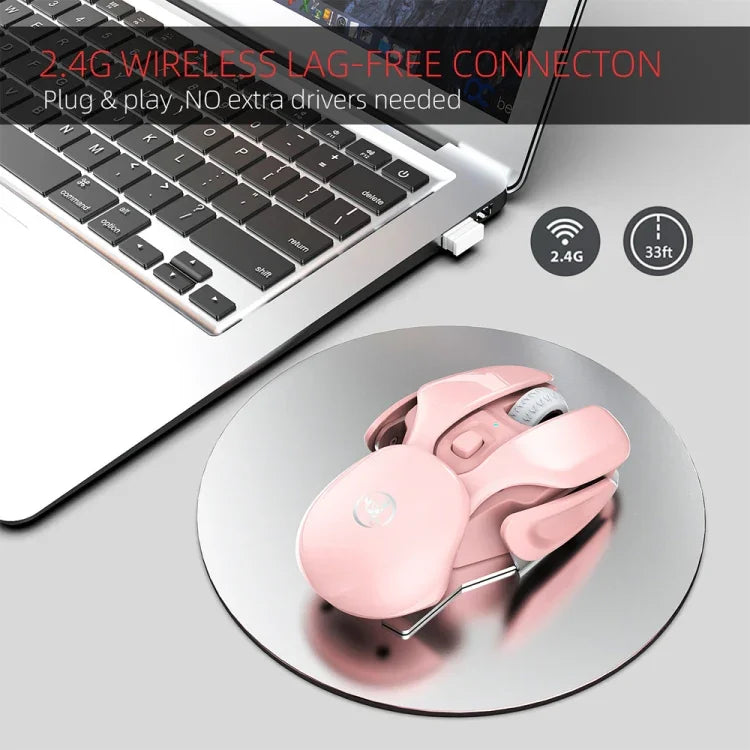 HXSJ T37 2,4 GHz 1600 dpi Kabellose Maus mit 3 Modi, einstellbarer Stummschaltung, T37 Pink