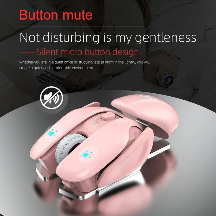 HXSJ T37 2,4 GHz 1600 dpi Kabellose Maus mit 3 Modi, einstellbarer Stummschaltung, T37 Pink