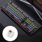 YINDIAO Electroplating Punk Mixed Light USB Mechanische Gaming-Tastatur mit Kabel, Tea Shaft, Electroplating Punk, Tea Shaft (Schwarz)