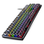 YINDIAO Electroplating Punk Mixed Light USB Mechanische Gaming-Tastatur mit Kabel, Schwarzer Schaft, Electroplating Punk, Schwarzer Schaft (Schwarz)