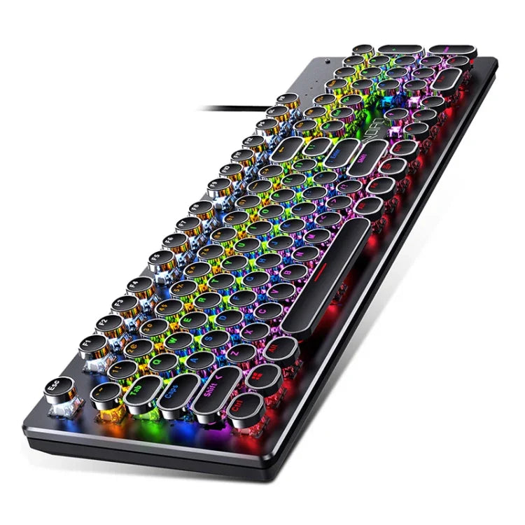 YINDIAO Electroplating Punk Mixed Light USB Mechanische Gaming-Tastatur mit Kabel, Schwarzer Schaft, Electroplating Punk, Schwarzer Schaft (Schwarz)